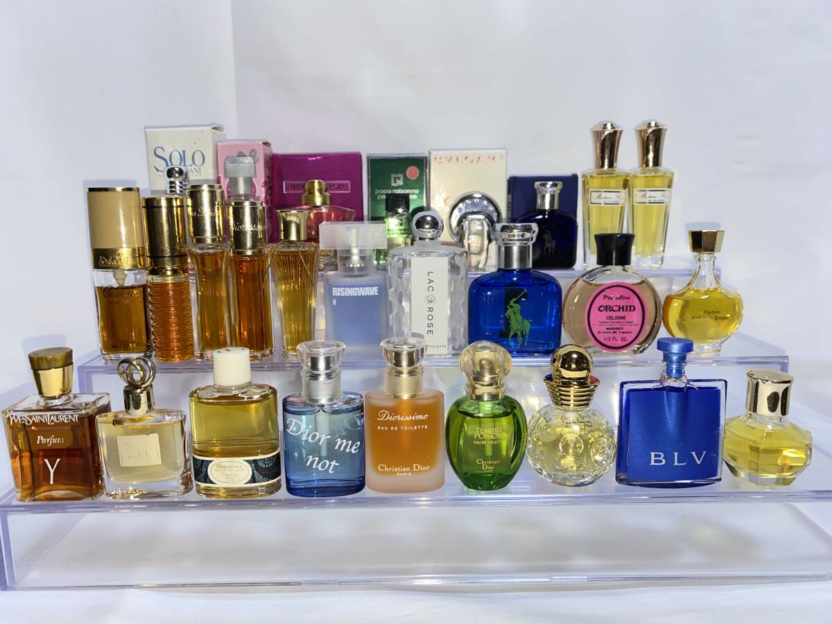 未使用多数ディオール、ブルガリ、エルメス、ＹＳＬ、クロエ、ゲラン、ラルフローレン、ジャンパトゥ、パコラバンヌ他ミニ香水３１点セットの画像3