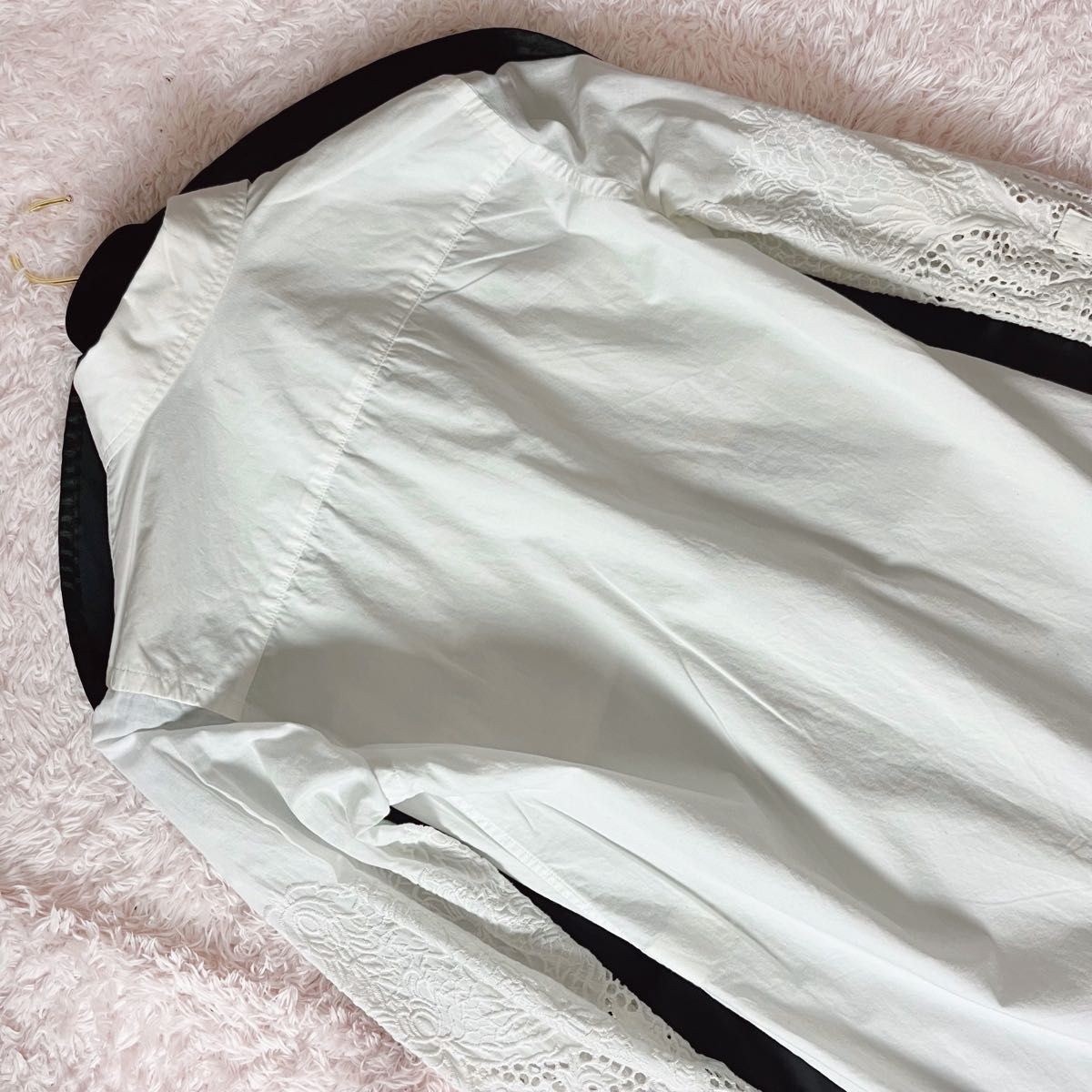 Y's ワイズ Yohji Yamamoto ヨウジヤマモト コットン 長袖 シャツ ブラウス 透かし彫り刺繍 レース 白 1