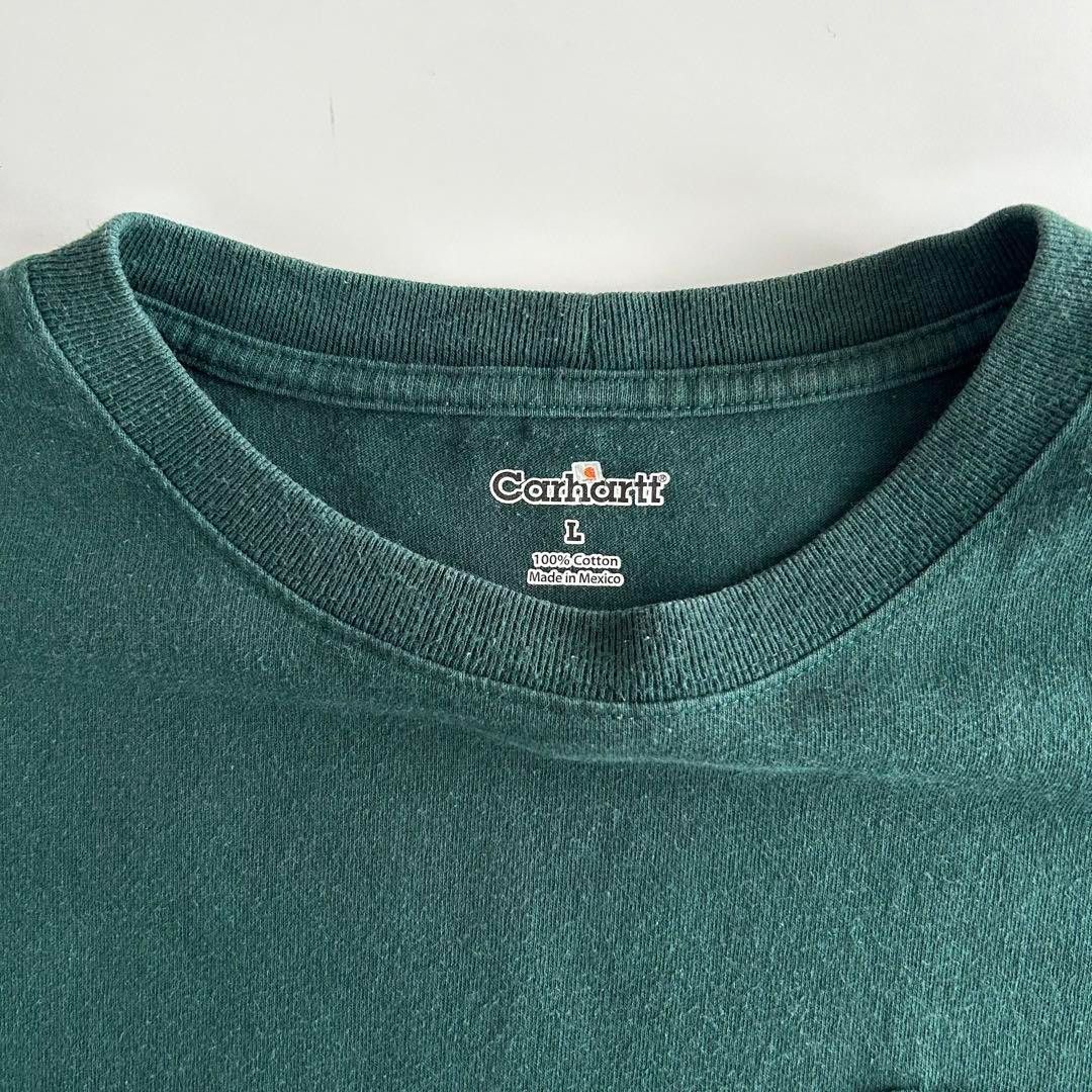 カーハート ロンT ロングTシャツ ポケットtシャツ ダークグリーン L Carhartt 長袖Tシャツ 古着