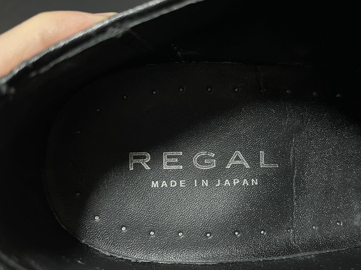極美品 REGAL リーガル 10KR 25cm レザーシューズ ビジネスシューズ プレーントゥ 外羽根式 メンズ 紳士 ブラック 通勤 シンプル 日本製の画像8