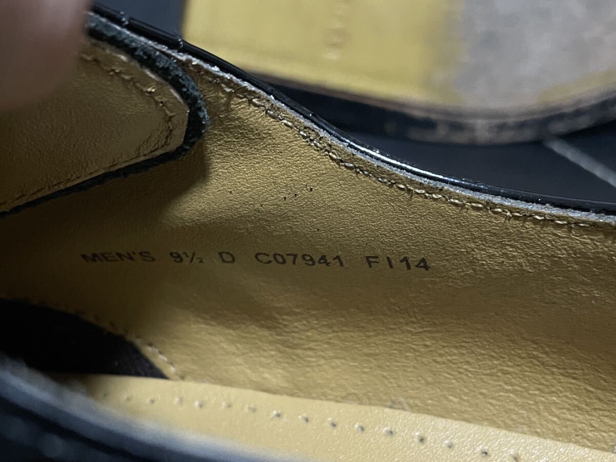 使用僅か COLE HAAN コールハーンC07941 9.5D≒27cm レザーシューズ ビジネスシューズ ウイングチップ メダリオン ブラック 紳士 高級靴の画像9