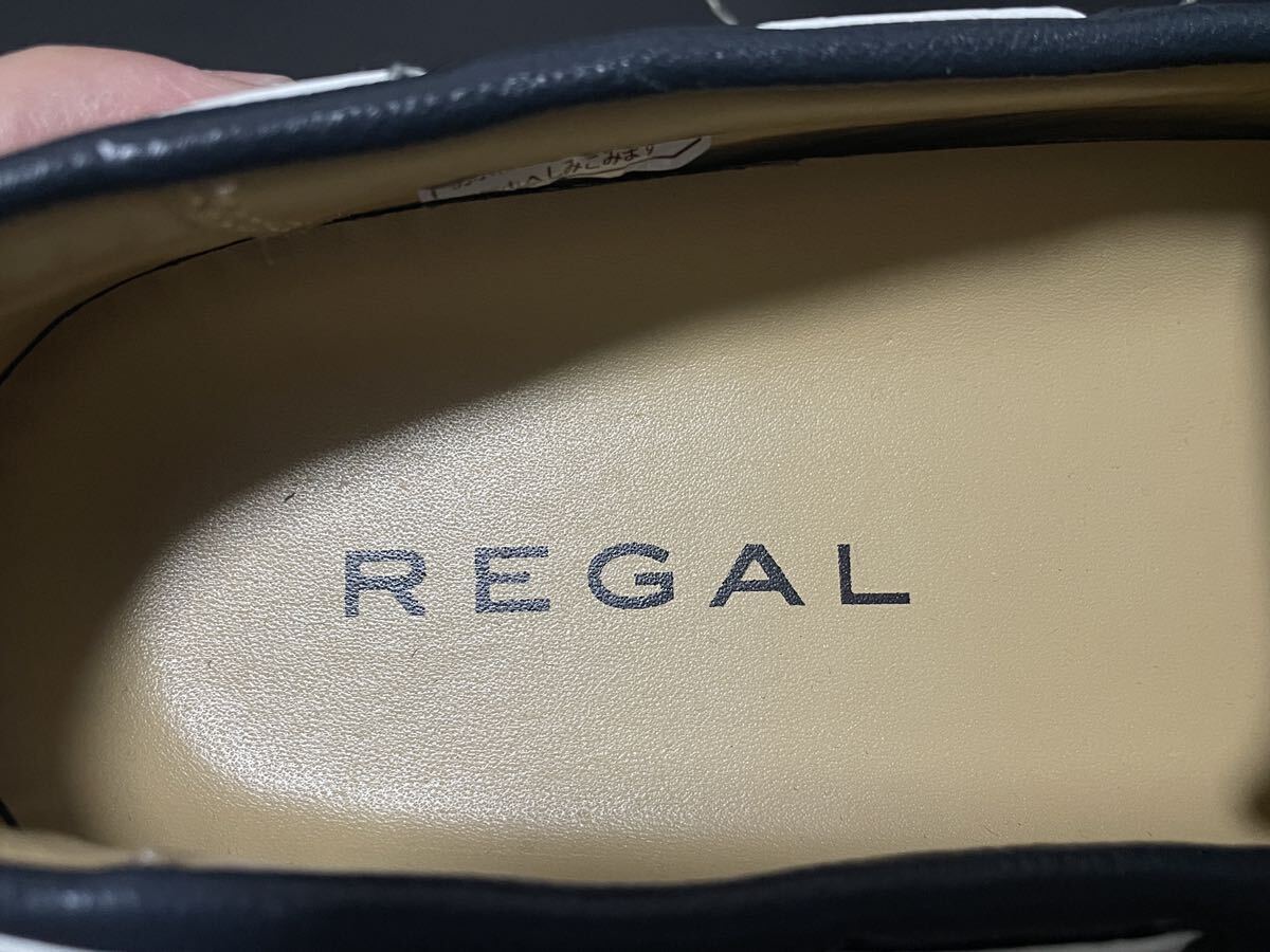 数回使用程度 REGAL リーガル NC7A 954R 25cm レザーシューズ ビジネスシューズ ドライビングシューズ モカシン デッキシューズ ネイビーの画像8