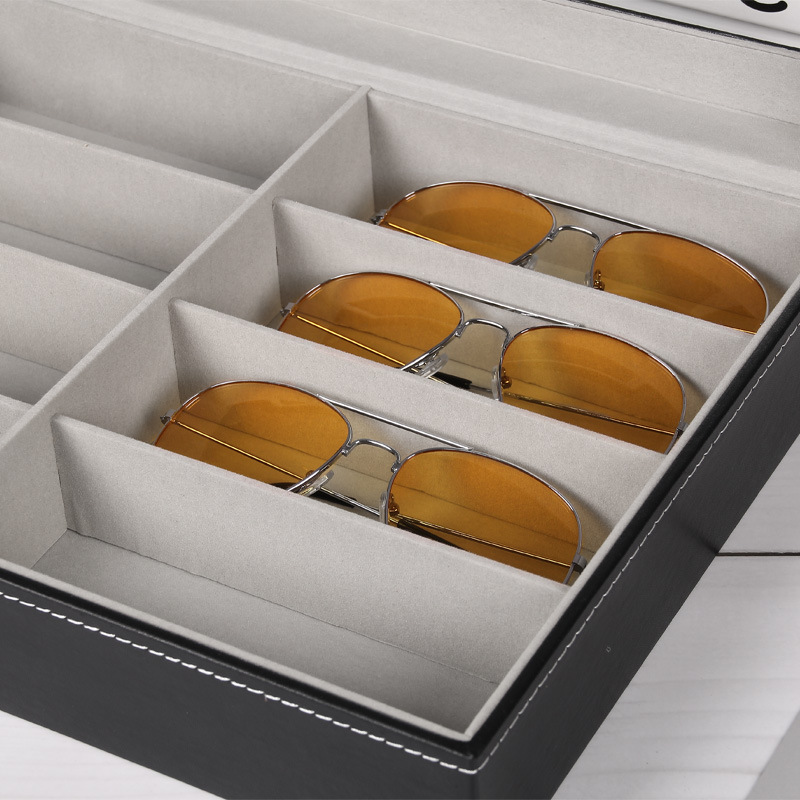【訳あり】 メガネボックス 収納ボックス ケース フタ付き メガネ サングラス 腕時計 アクセサリー グレー 8本の画像8