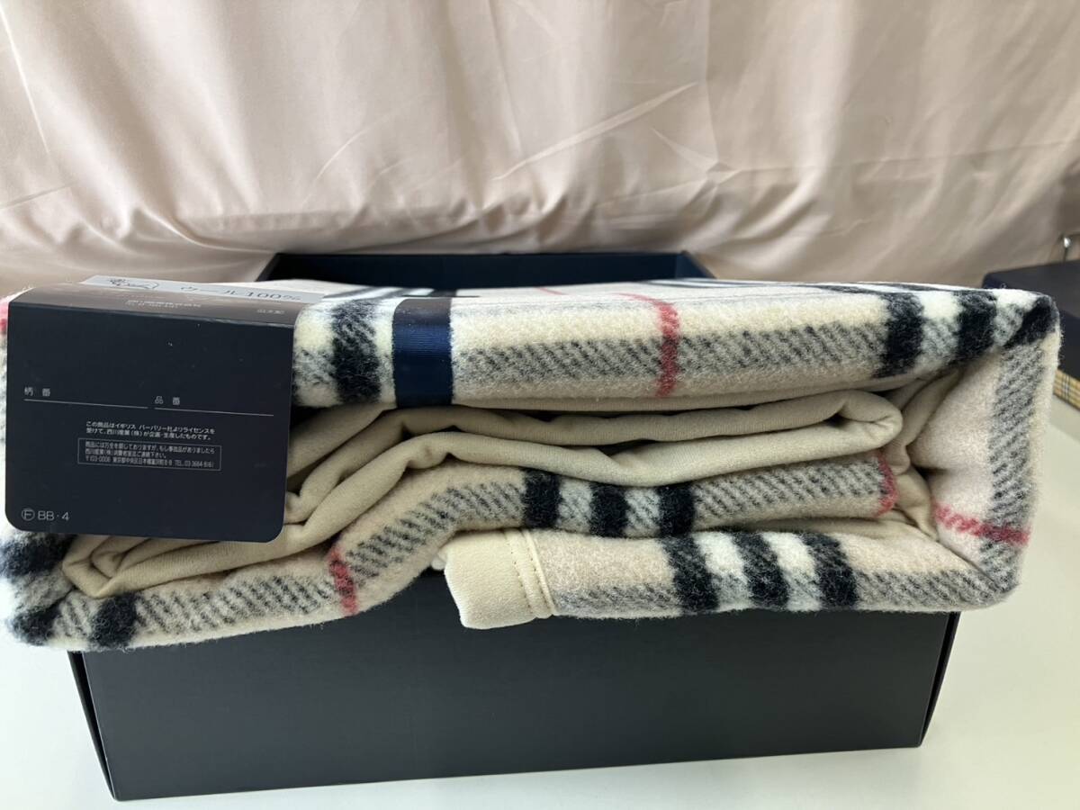  Burberry BURBERRY LONDON wool blanket 140×200 centimeter single size bedding west river industry ( stock ) made in Japan 