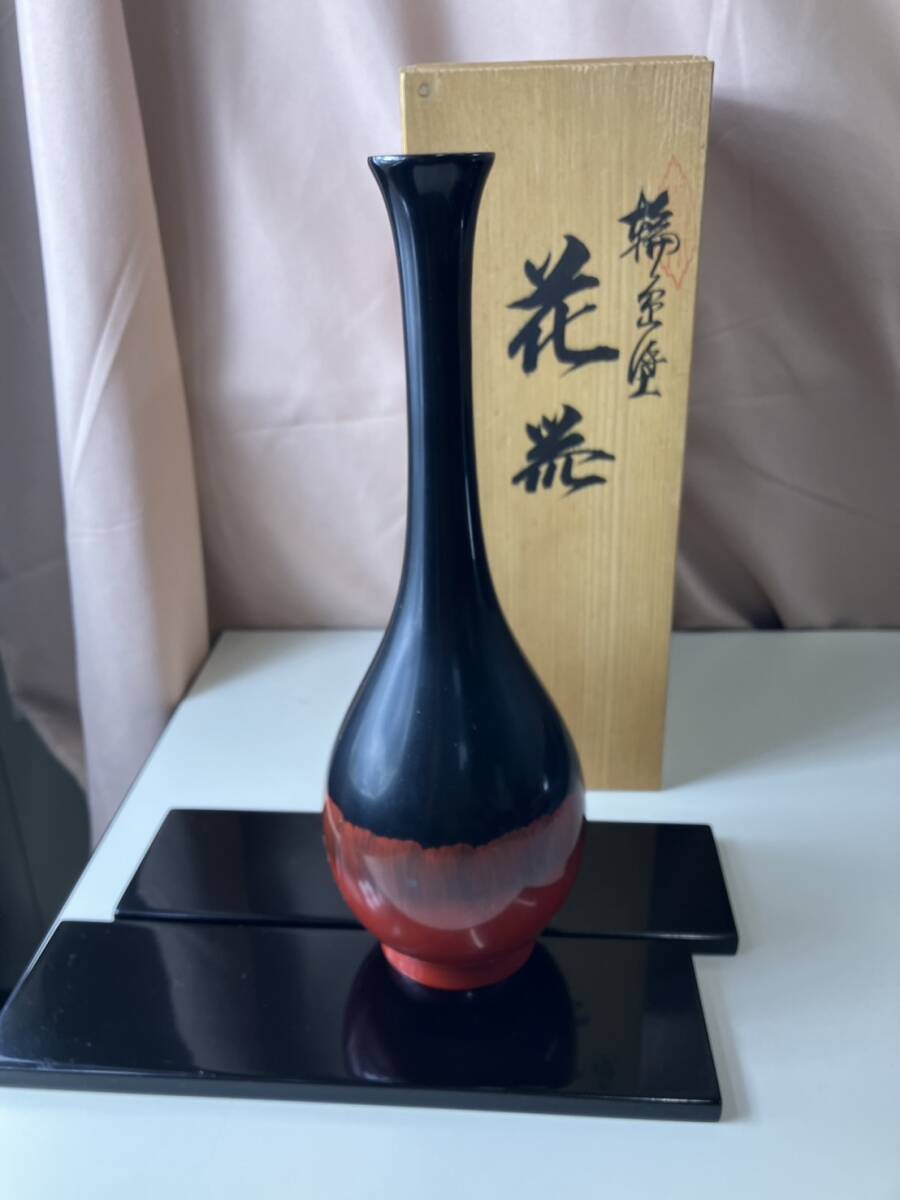 輪島塗　5箱まとめて　花器・額・お盆・茶托　伝統工芸品　漆芸品　木製品　コレクション　_画像2