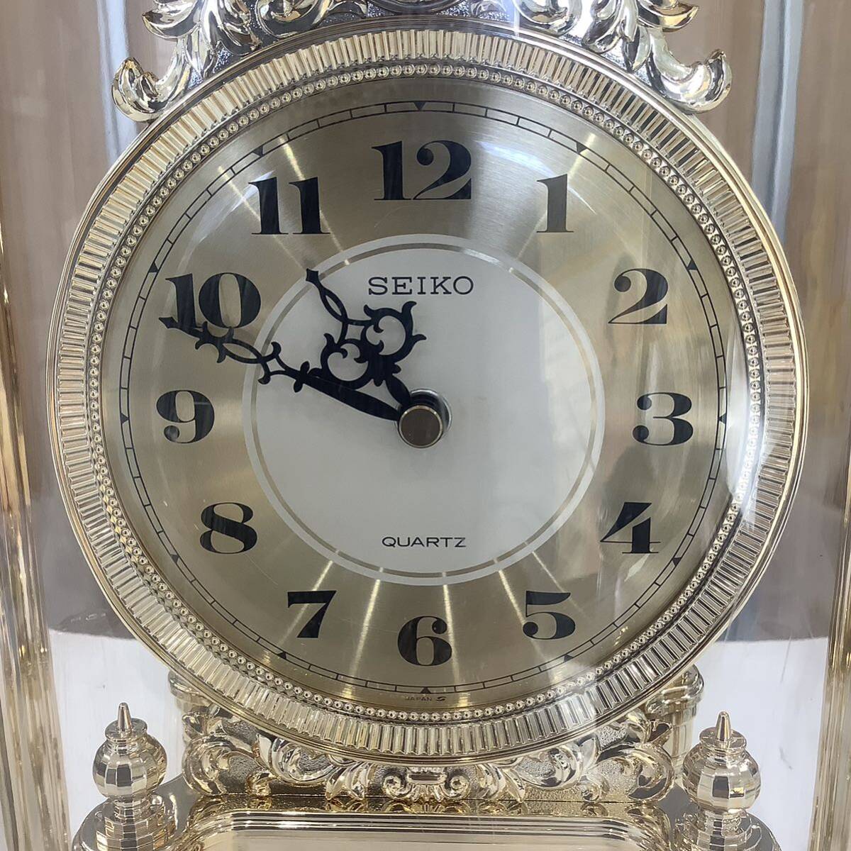 ＊【動作品】SEIKO セイコー 置時計 QW604G E232-K31-310 クォーツ 全長約40cm 裏面刻印ありQUARTZ インテリア 置き時計の画像4