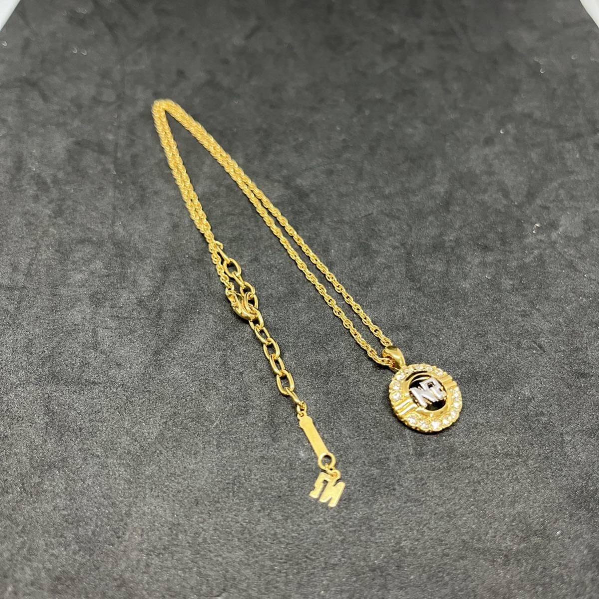 ＊【美品】NINA RICCI ニナリッチ ストーン付 ネックレス ゴールド 金メッキ アクセサリー_画像1