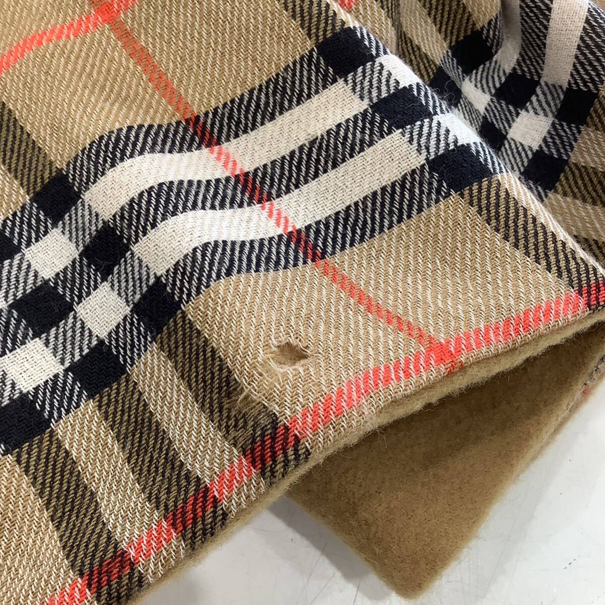 ＊BURBERRY LONDON バーバリーロンドン ノバチェック ウール100％ フリンジ マフラー ショール 防寒具 レディース ブラウン系 チェック柄 _画像5