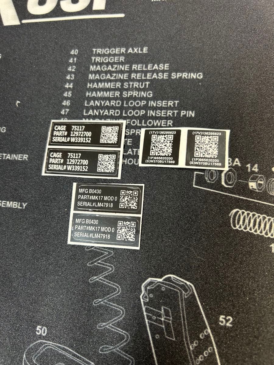 US 米軍 IUIDプレート 型 QRシリアルコード メタルステッカーサバゲー