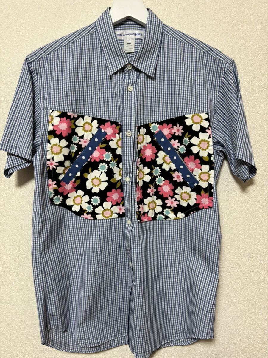  beautiful goods comme des garcons shirt Comme des Garcons shirt short sleeves flower floral print check junya watanabe man Junya Watanabe man 