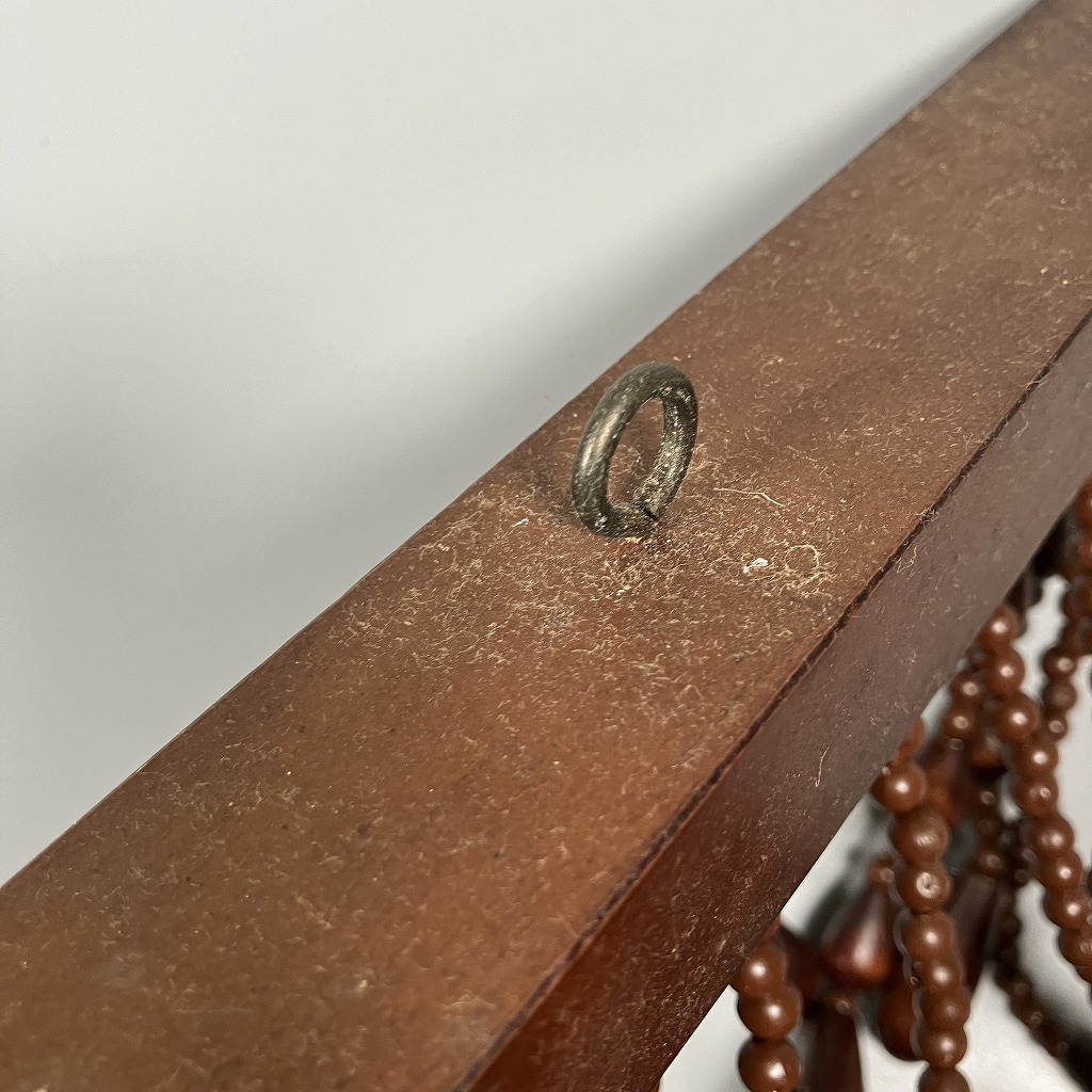 B3-597 珠のれん のれん 暖簾 木製 玉 開閉 レール付き レトロ 古雑貨 インテリア 目隠し 仕切り 中古品の画像9