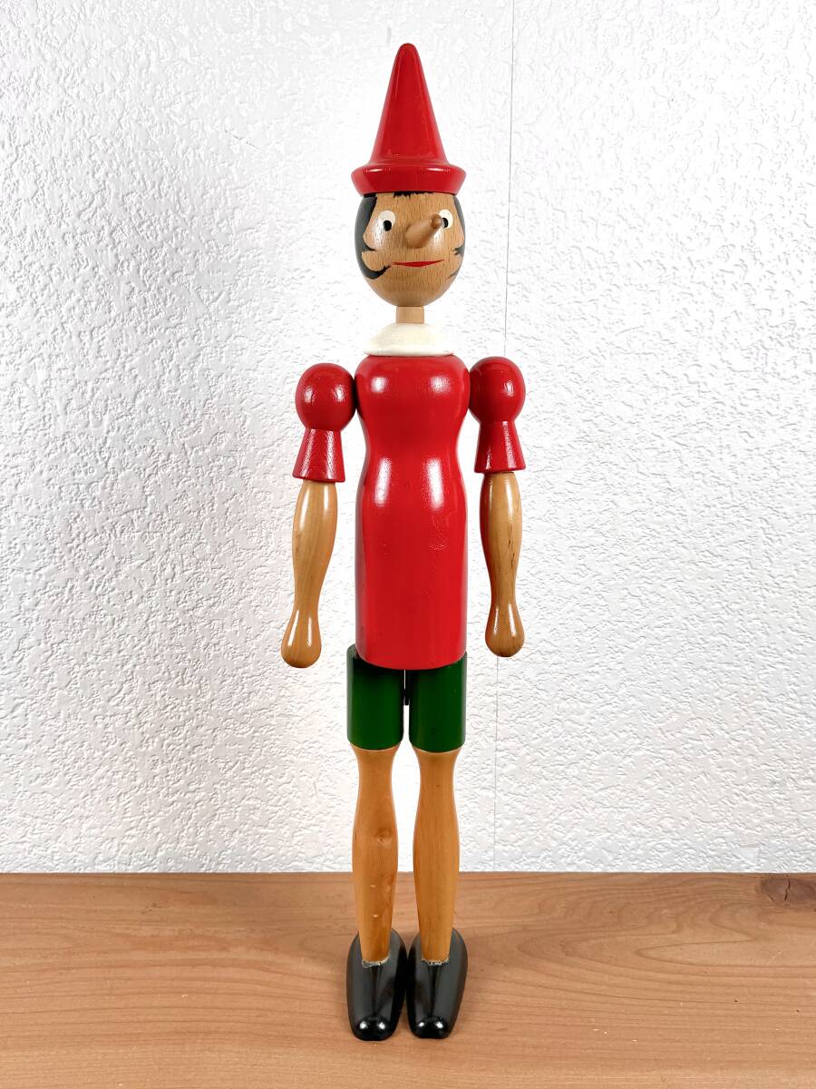 イタリア製 ヴィンテージ 木製 ピノキオ H50㎝ 可動式 工芸品 置物 インテリア オブジェ 人形 ディスプレイ ピノッキオ レトロ ドール_画像1