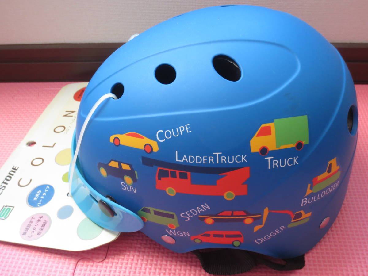  новый товар Bridgestone детский велосипедный шлем одеколон 46~52cm синий транспортное средство .. машина рисунок уход за детьми . детский сад мужчина baby для малышей SG Mark бесплатная доставка 