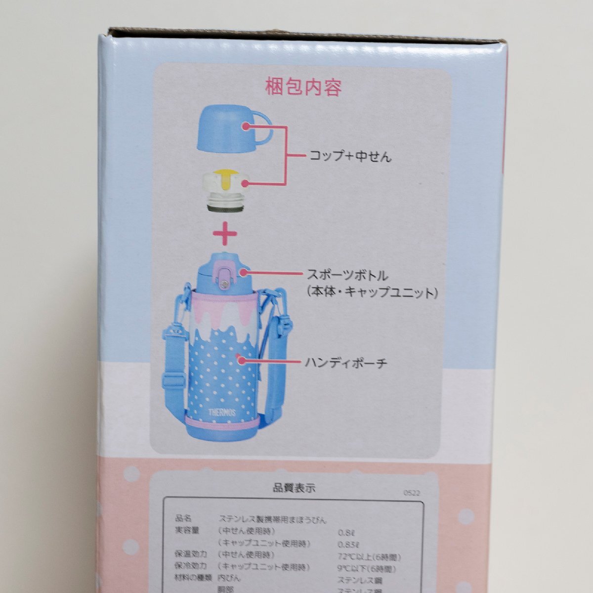 【THERMOS】サーモス「真空断熱2ウェイボトル」FJJ-801WF 0.8L ブルーピンク(BLP) 水筒【未使用】_画像3