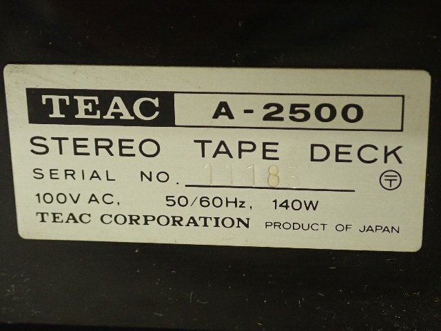 TEAC ティアック オープンリールデッキ A-2500 ダストカバー付き ¶ 6DBA9-2_画像5