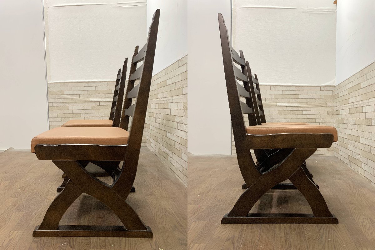 karimoku カリモク RUSTIC ルスティック ダイニングチェア 2脚セット 食卓椅子 椅子 合皮 カントリー 国産家具(A)(貝468)_画像3