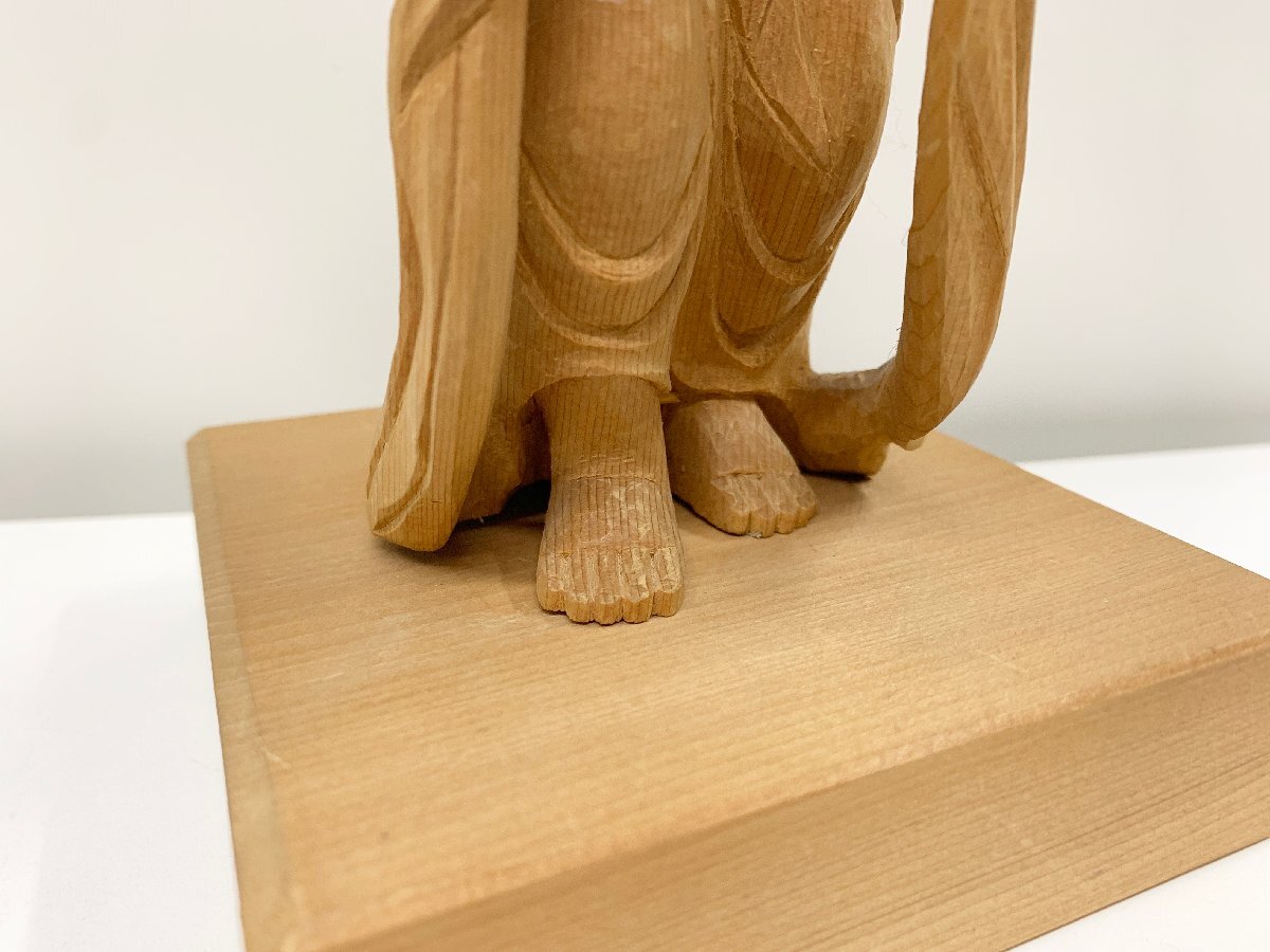 インポート・海外人気ブランド 合掌童子 木彫 仏像 雑貨 楠瀬和子作 木製 小物 飾り オブジェ 木工、竹工芸