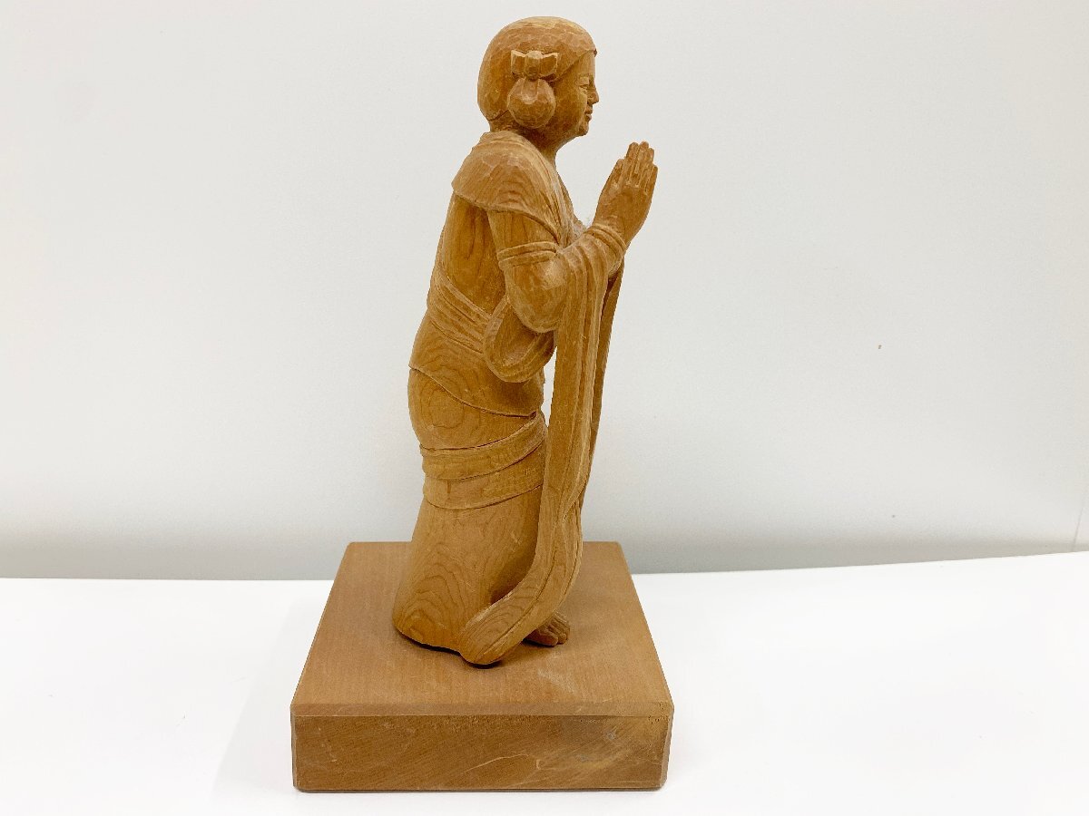 合掌童子 木彫 オブジェ 飾り 小物 木製 楠瀬和子作 雑貨 仏像