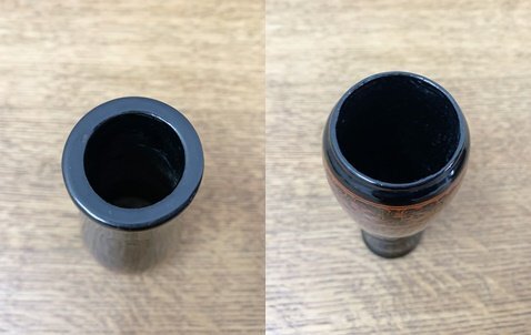 蒟醤唐草文 茶箱セット 輝山作 茶道具 利休茶箱 きんま 木製 きんま塗 漆器 野点 香合 茶筅筒 共箱付き_画像9