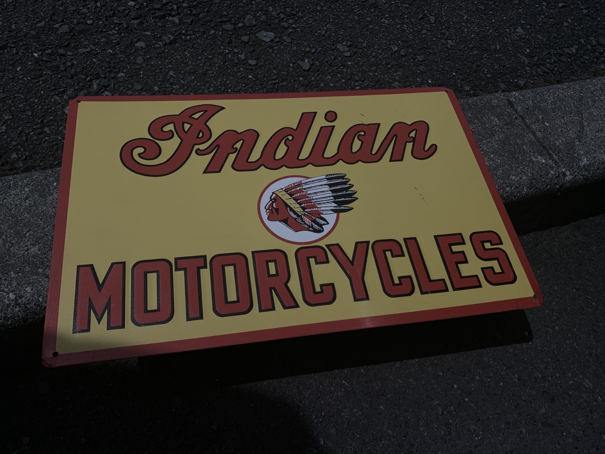 ＬＡピックアップ品★ＩＮＤＩＡＮ　ＭＯＴＯＲ　ＳＹＣＬＥＳ　ブリキ看板_画像1