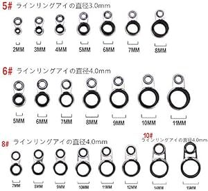 LNJLQW 25点セット 釣竿 ロッドガイド アイリング セラミックリング ステンレス 釣り竿 釣り竿ガイド アイ 2.0mm～_画像2