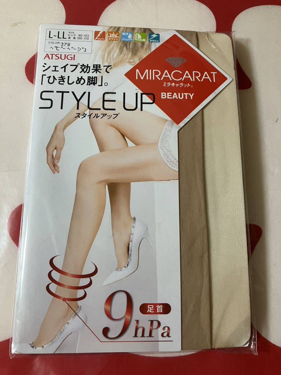 atsugi miracarat beauty style up L-LL ベビーベージュ パンティストッキング パンスト panty stocking アツギ ミラキャラット 補強トウ_画像1