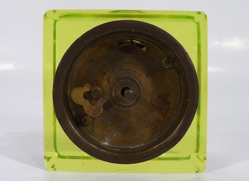 《ＶＰ》日本製 時代ウランガラス 置時計 ２点 東洋時計 作動品の画像4