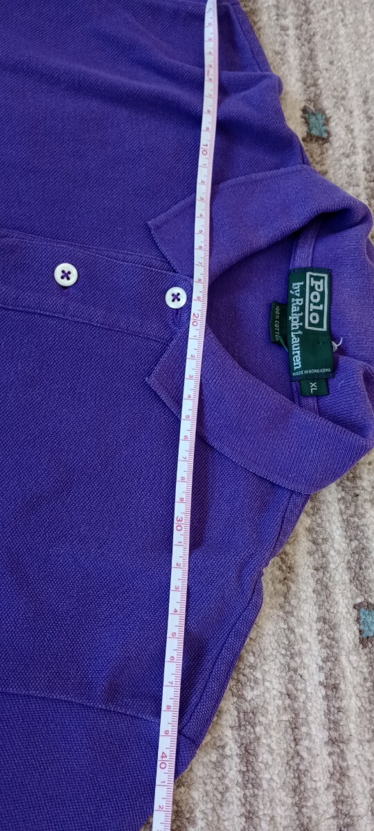 アメリカ古着 90s 90年代ラルフローレン ポロシャツ Ralph Lauren 紫XLの画像3