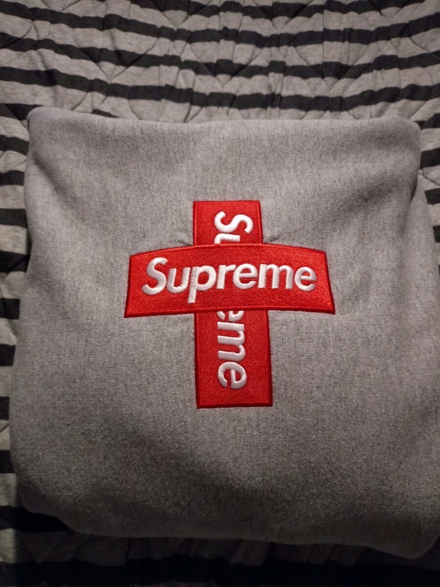 【L】美品！Supreme 20AW Cross Box Logo Hooded Sweatshirt シュプリーム クロス ボックス ロゴ パーカー Grey グレー　Large　キムタク着_画像4