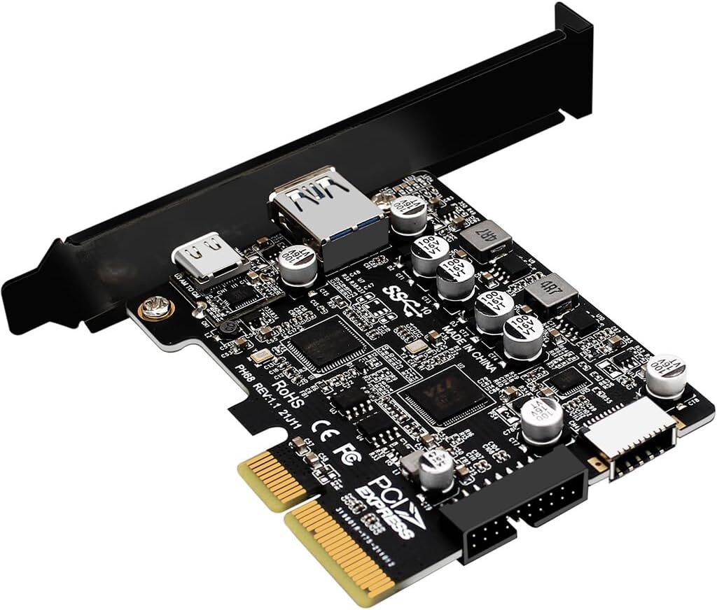 PCIE 3.0 To USB 3.2 Gen2 ＆ USB 3.0 19pin増設カード ＆ PCI-E4x/4x 25cm延長ケーブルの画像1