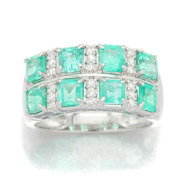  platinum emerald diamond ring 12 number E2.00ct D0.15ct Pt900 woman lady's present 