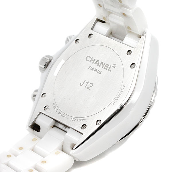  Chanel CHANEL J12 chronograph H2009 white face 9P diamond SS/ white ceramic men's wristwatch self-winding watch 