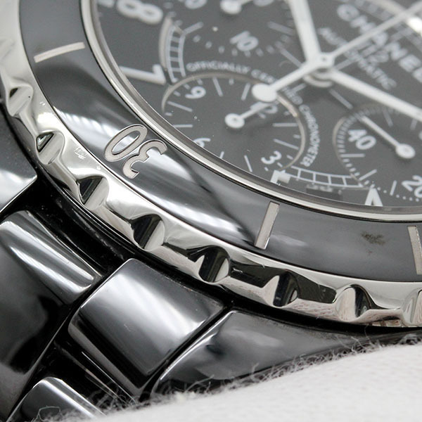 シャネル CHANEL J12 クロノグラフ SS/ブラックセラミック ブラック文字盤 メンズ腕時計 自動巻き 41mm ステンレススチール 男性 ブランド_画像8