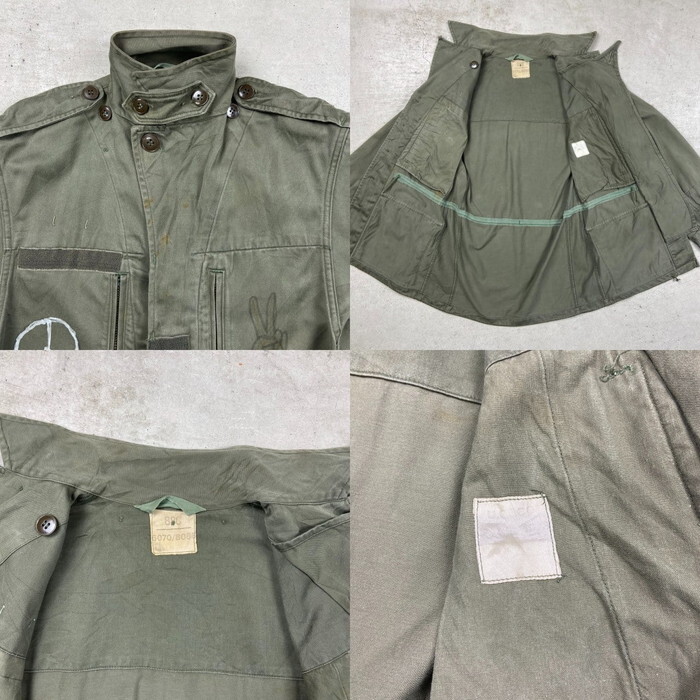 70年代 フランス軍 M-64 SATIN300 移行期 フィールドジャケット ハンドペイント メンズS相当_画像5