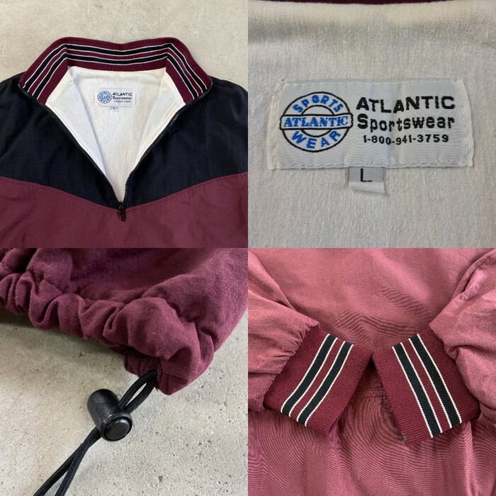 90年代～ ATLANTIC SPORTSWEAR ナイロンプルオーバー カレッジロゴプリント メンズXL相当_画像6