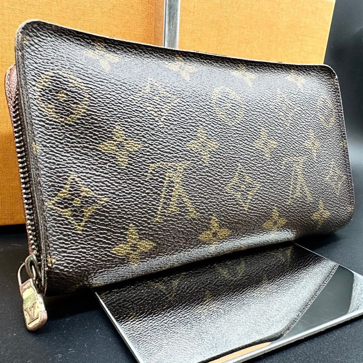 LOUIS VUITTON ルイヴィトン M61727 モノグラム ポルトモネジップ ラウンドファスナー 長財布 ウォレット ブラウン CC2082 ビジネス 男女_画像1