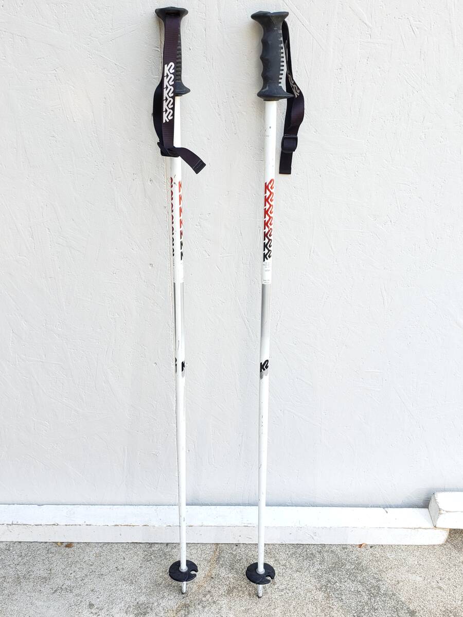 YS04EE K2 ケーツー スキーストック ホワイト サイズ115cm プリント スキー ウィンタースポーツ アウトドア 雪 冬の画像1