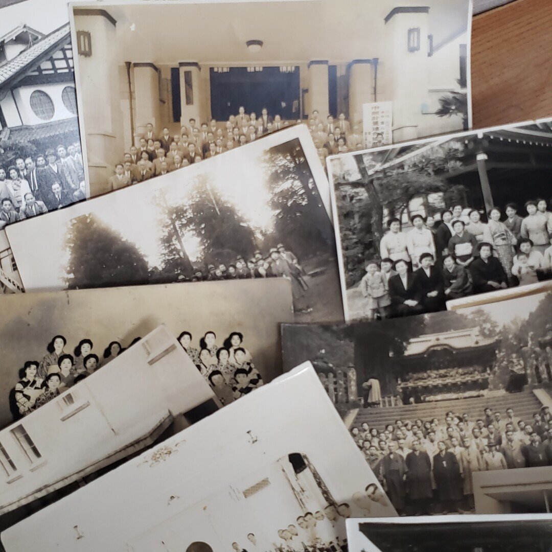古い白黒写真 モノクロ写真 集合写真 20枚 旅行 寫真 資料 歴史 当時物 思い出 大正 昭和 レトロ 資料 当時物 詳細不明 【ラi3781】_画像9