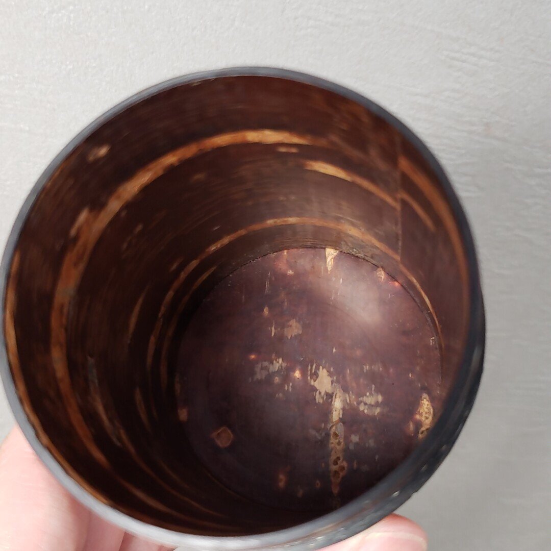 茶筒　桜皮細工　樺細工　茶さじ付　高さ約9.6cm　直径約7cm さくら 茶道具　茶入れ　煎茶　煎茶道具　茶筒　伝統工芸品【60n363】_画像9