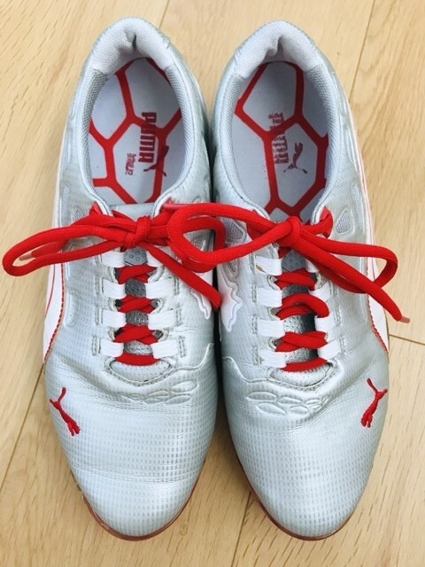 【良品】PUMA★ゴルフシューズ★シルバー×赤★25.5_画像6