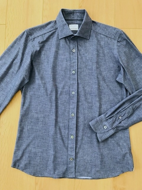 [ beautiful goods ]BAGUTTA for design Works * dry knitted shirt *. navy *XS