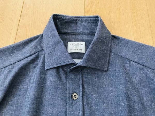 [ beautiful goods ]BAGUTTA for design Works * dry knitted shirt *. navy *XS