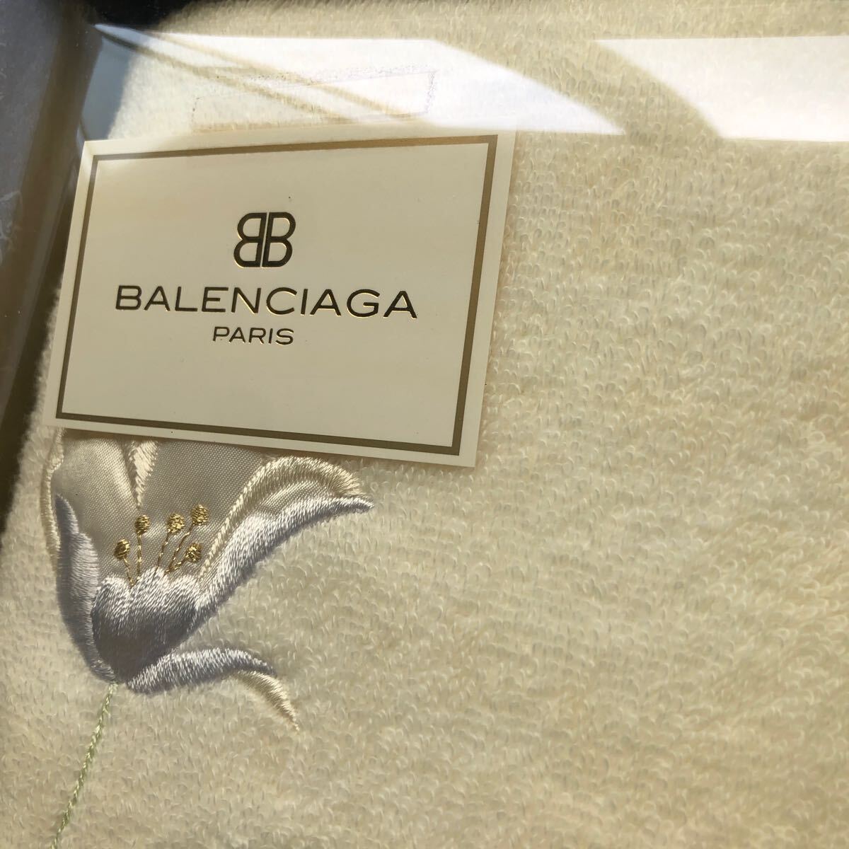 バレンシアガ BALENCIAGA タオル フェイスタオル おしぼりタオル シルク 綿 BBA-30SB 新品 W-0417-01の画像3