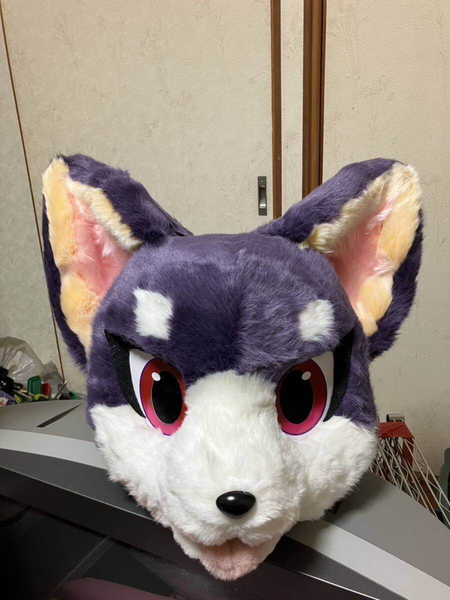 ファースーツ ケモノ 着ぐるみ 一式 犬 紫/白 アトラク コスプレ fursuitの画像4