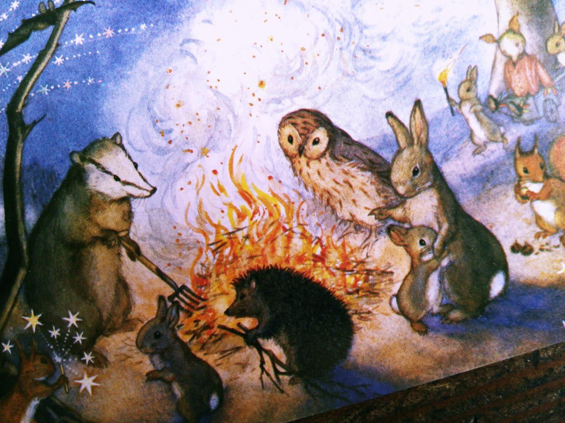 Molly Brett (6)◆N12 動物 ウサギ リス フクロウ ハリネズミ 子供 イラスト アンティークポストカード ビンテージ 外国絵葉書 イギリス_画像2