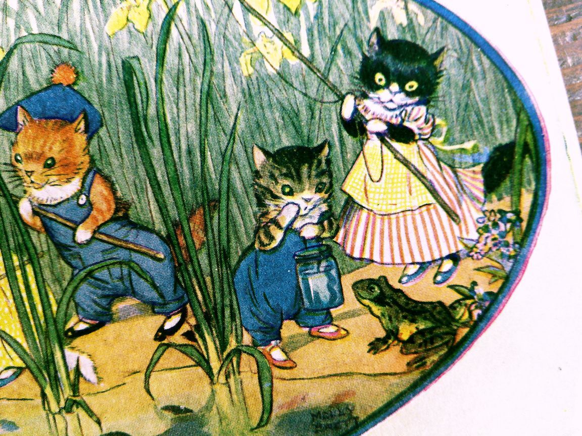 Molly Brett (9)◆N12 動物 猫 ねこ ネコ 子供 イラスト アンティークポストカード ビンテージ 外国絵葉書イギリスの画像3
