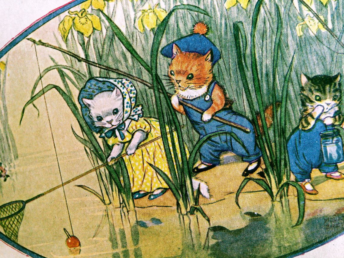 Molly Brett (9)◆N12 動物 猫 ねこ ネコ 子供 イラスト アンティークポストカード ビンテージ 外国絵葉書イギリスの画像4