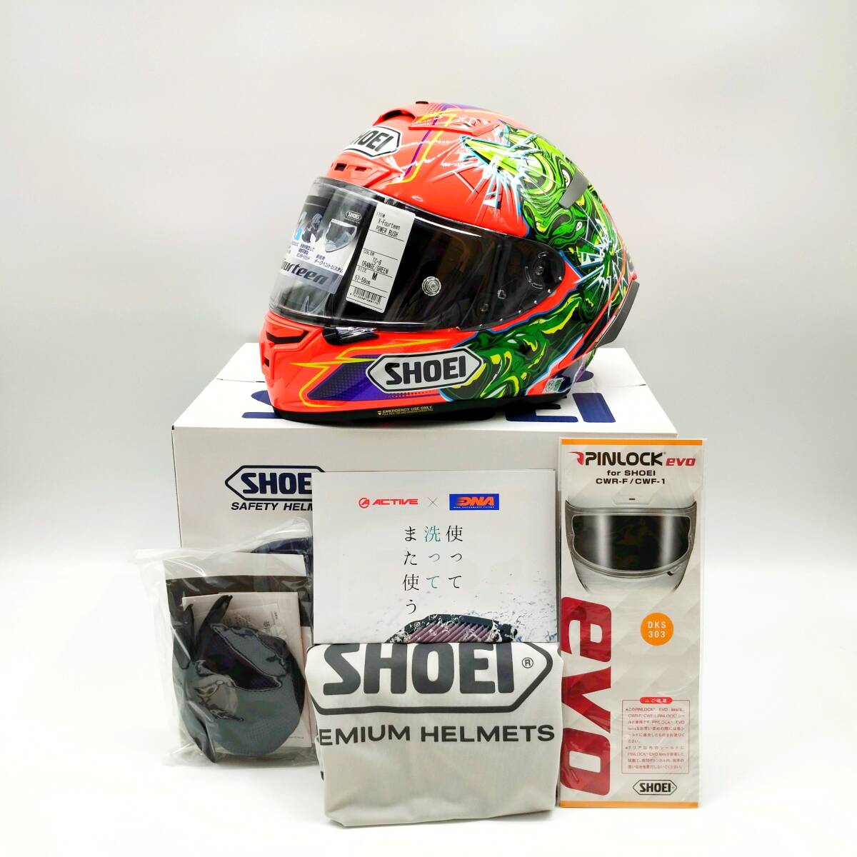 新品未使用 希少廃盤 SHOEI ショウエイ X-Fourteen X-14 POWER RUSH パワーラッシュ TC-8 Мサイズ フルフェイス ヘルメット (37) _画像1