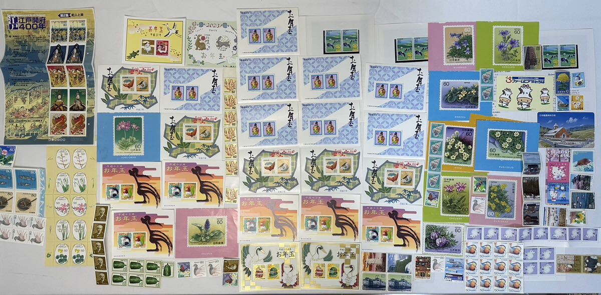 日本郵便 コレクション 小型シート 消印 バラ 切手　大量　まとめ　額面約10304円分　テレフォンカード2枚　はがき_画像1