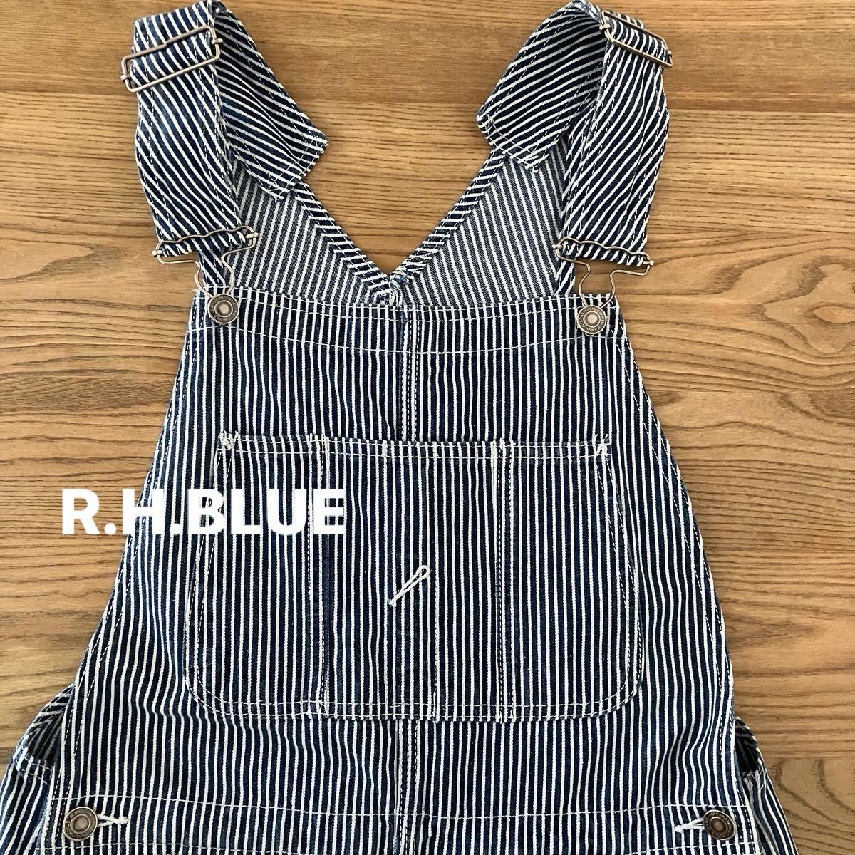 R.H.BLUE オーバーオール　ハーフパンツ　サイズF 裾切りっぱなし　ショート丈　